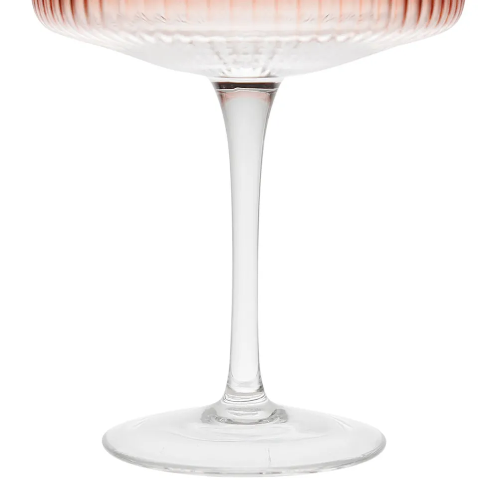 Coupe champagne striée en verre terracotta - Funny