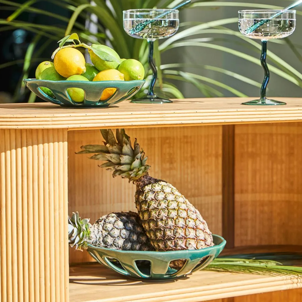 Coupe en grès émeraude moucheté d28cm - Organic