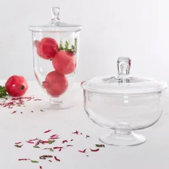 Coupe sur pied en verre avec couvercle d24cm - Eloise
