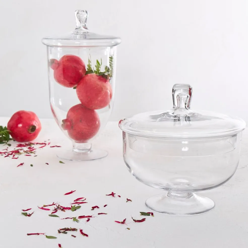 Coupe sur pied en verre avec couvercle d24cm - Eloise