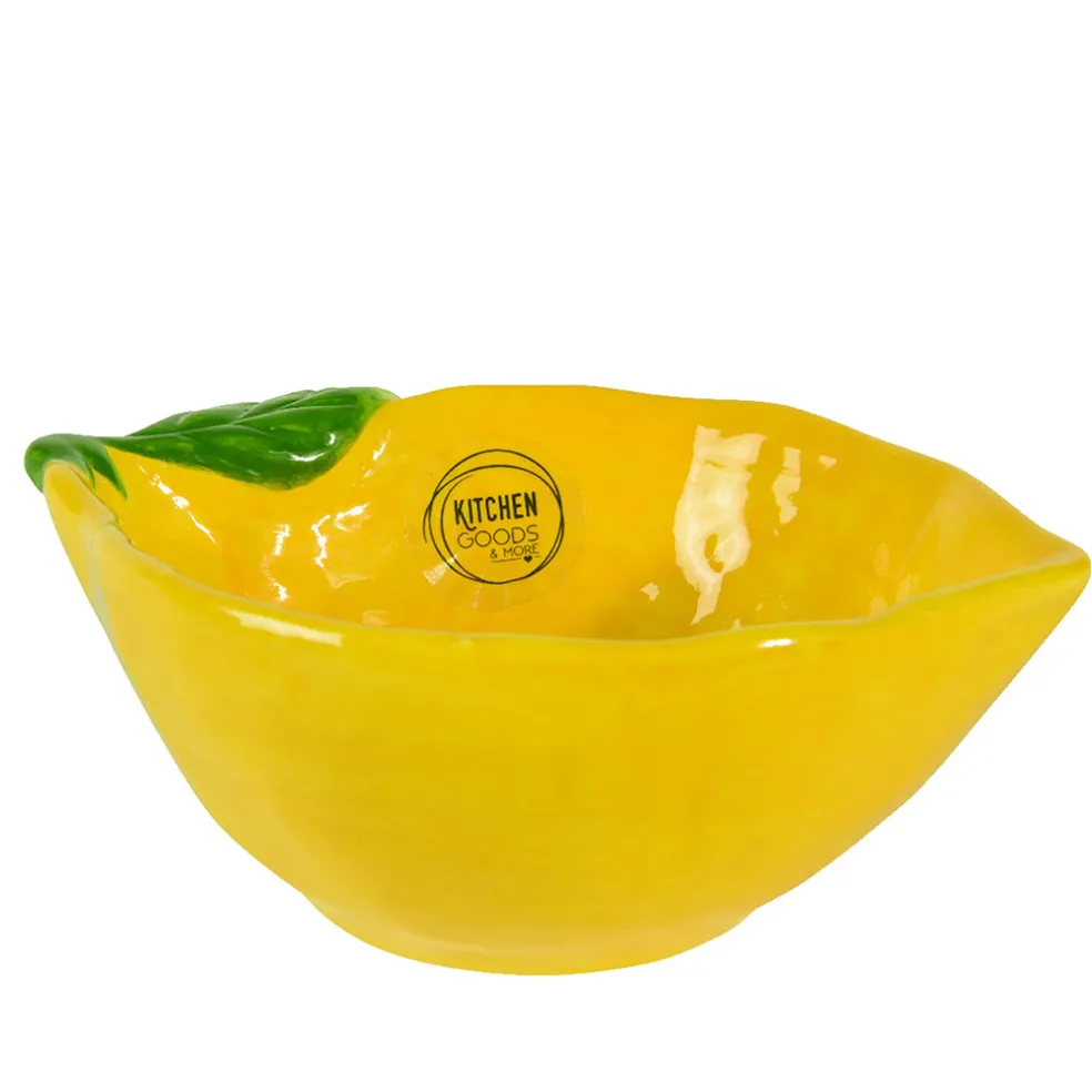 Coupelle citron en dolomite jaune 16x12cm