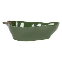Coupelle en forme de piment en grès vert 18x8cm