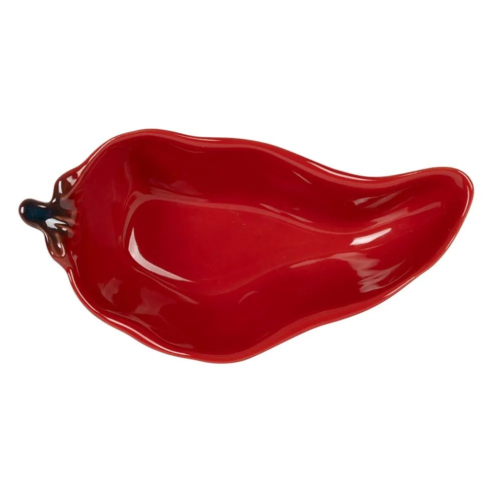 Coupelle en forme de piment en grès rouge 18x8.5cm