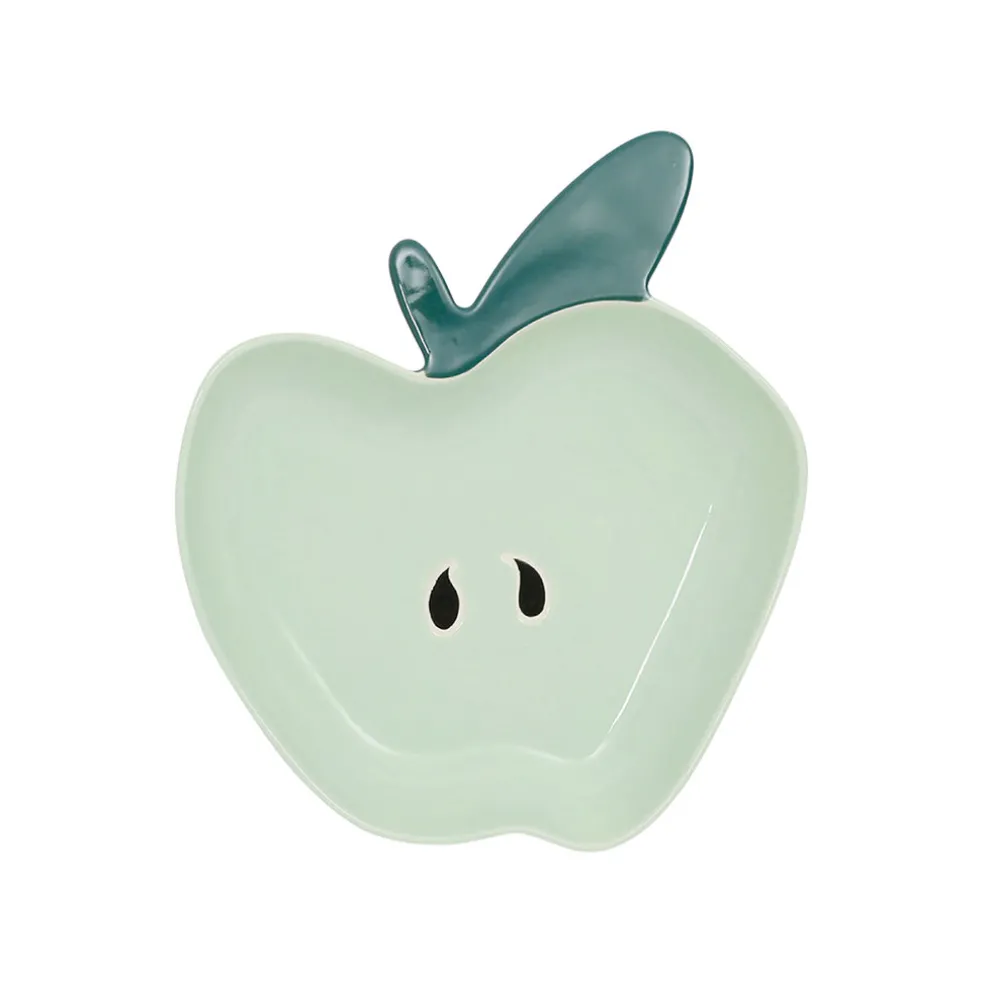 Coupelle pomme en grès vert 21x19cm - Les Fruits