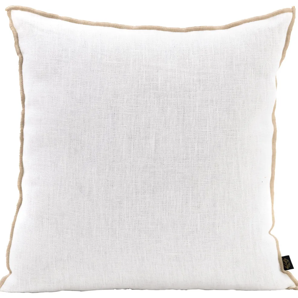 Coussin chennai blanc 45x45cm en lin lave
