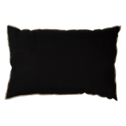 Coussin chennai noir 40x60cm en lin lave