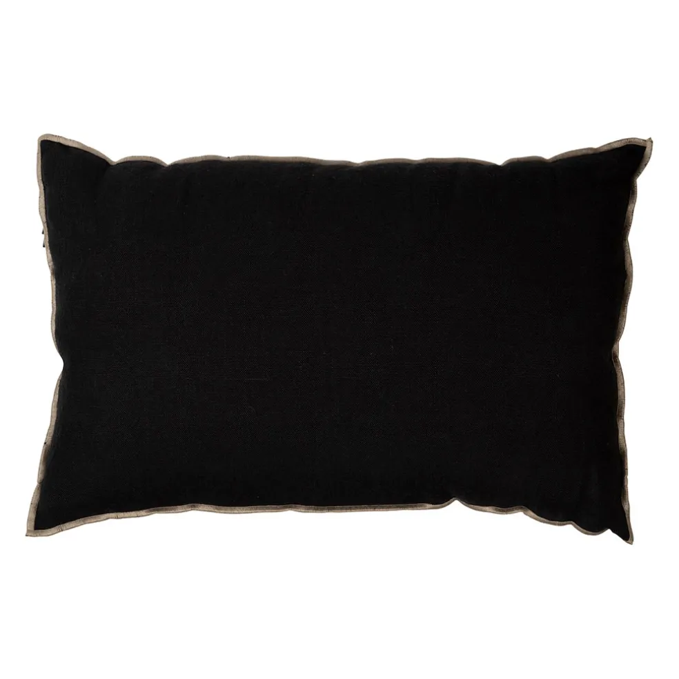 Coussin chennai noir 40x60cm en lin lave