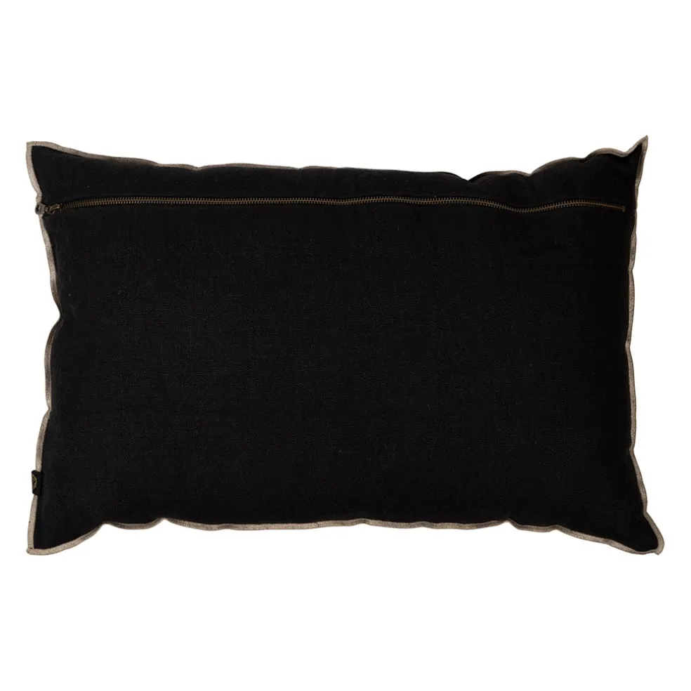 Coussin chennai noir 40x60cm en lin lave
