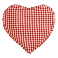 Coussin coeur en coton à carreaux rouge 40x35cm - Mamie