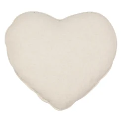Coussin cœur en coton beige 40x35cm - Lucile