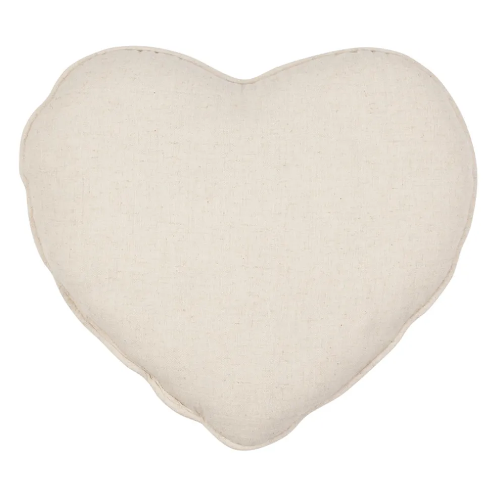 Coussin cœur en coton beige 40x35cm - Lucile