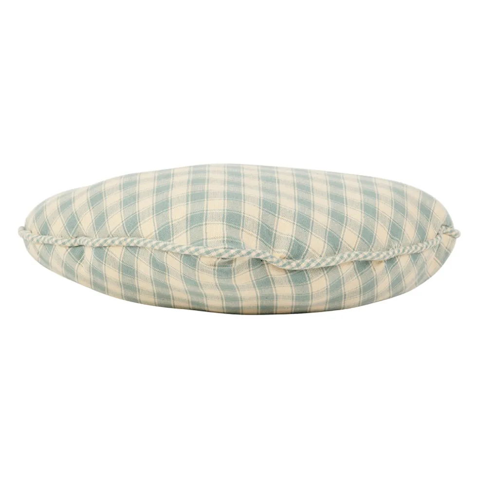 Coussin cœur en coton vichy sauge 40x35cm - Campagne