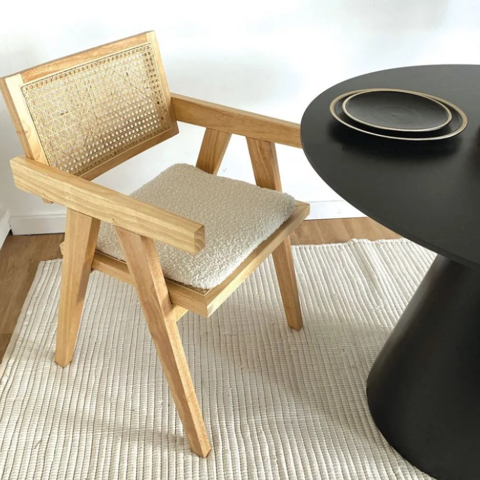 Coussin de chaise carre bouclette ecru 40x40cm