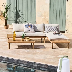 Coussin en coton blanc cassé 55x35cm - Palme