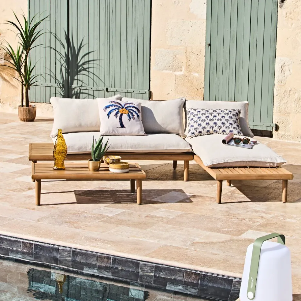 Coussin en coton blanc cassé 55x35cm - Palme