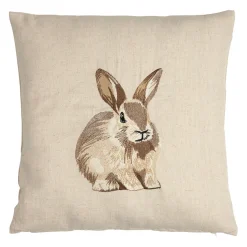 Coussin en coton et lin naturel et brun 45x45cm - A la ferme