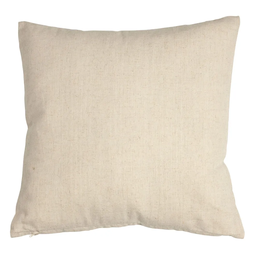 Coussin en coton et lin naturel et brun 45x45cm - A la ferme