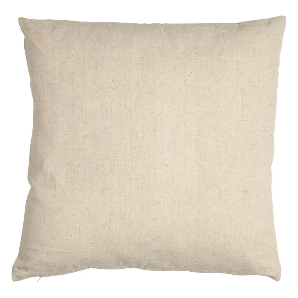 Coussin en coton et lin naturel et jaune pale 45x45cm - A la ferme