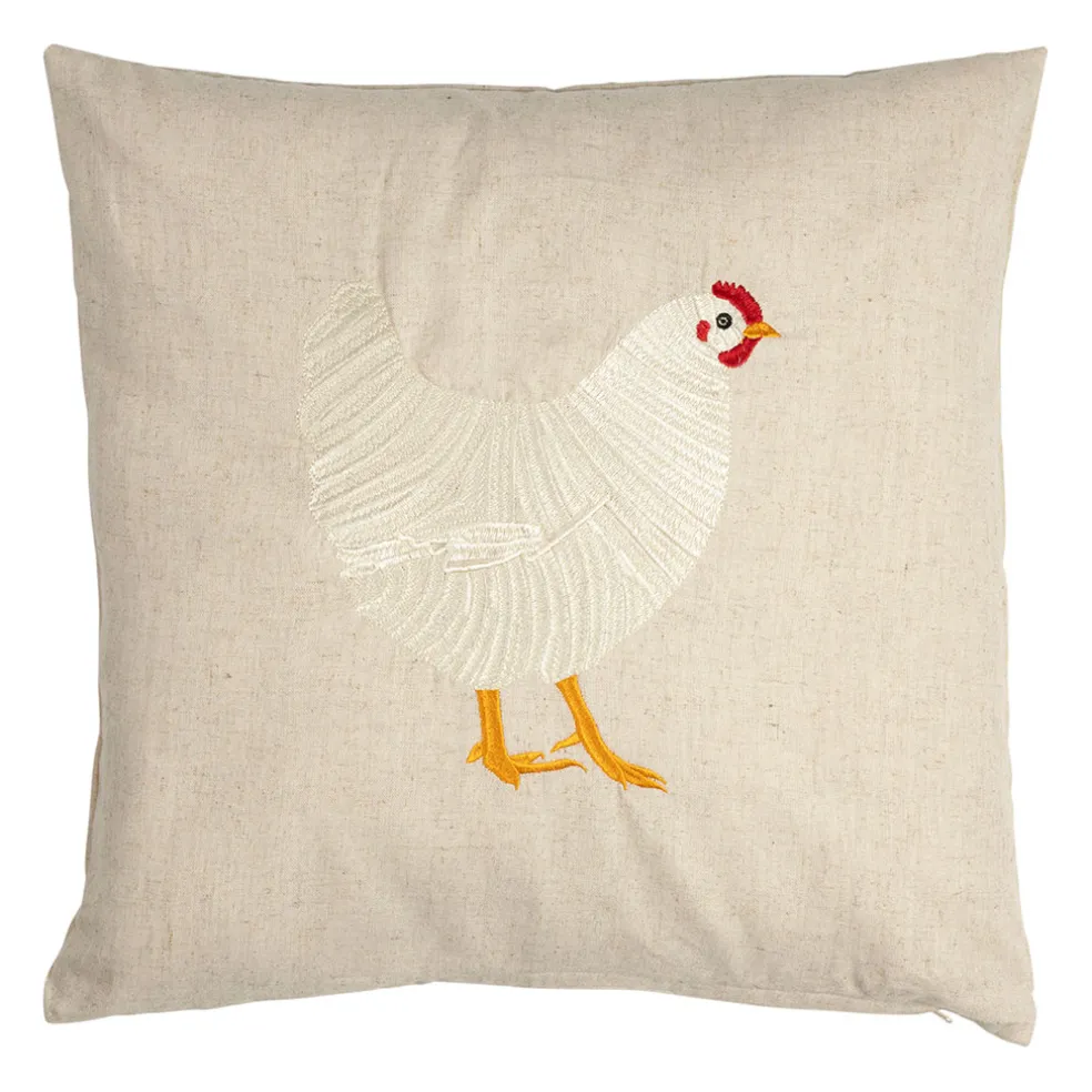 Coussin en coton naturel et brun 45x45cm - A la ferme
