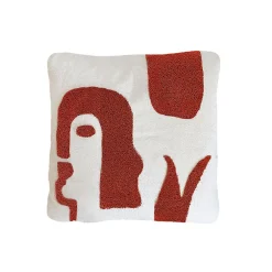 Coussin en coton naturel et terracotta 40x40cm