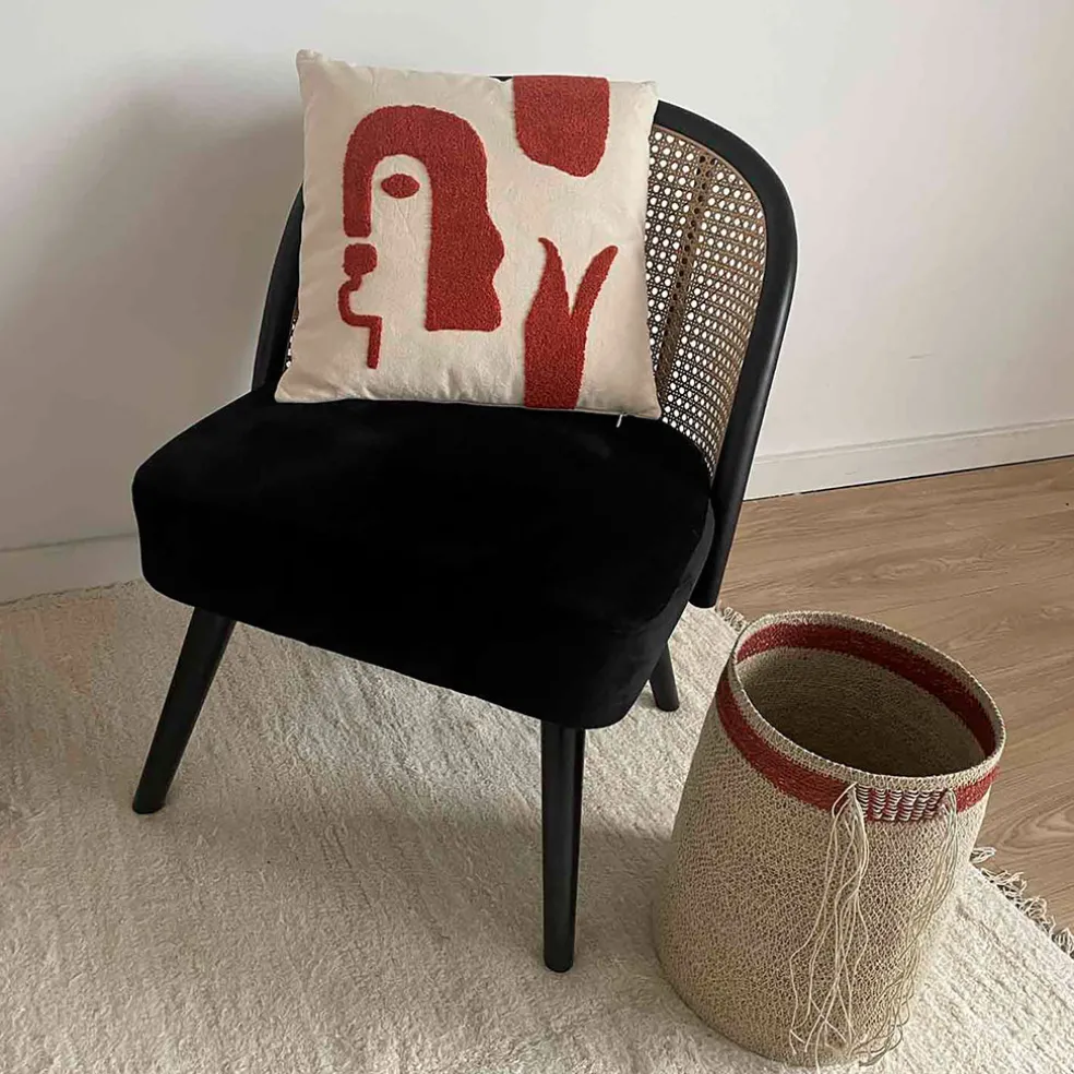 Coussin en coton naturel et terracotta 40x40cm