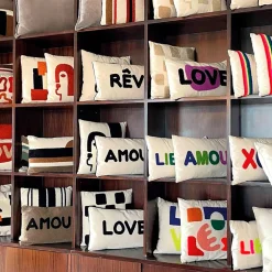 Coussin en coton naturel et terracotta 40x40cm