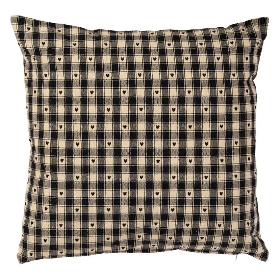Coussin en coton vichy noir 45x45cm - Campagne