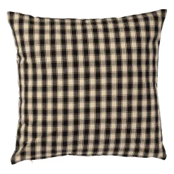 Coussin en coton vichy noir 45x45cm - Campagne