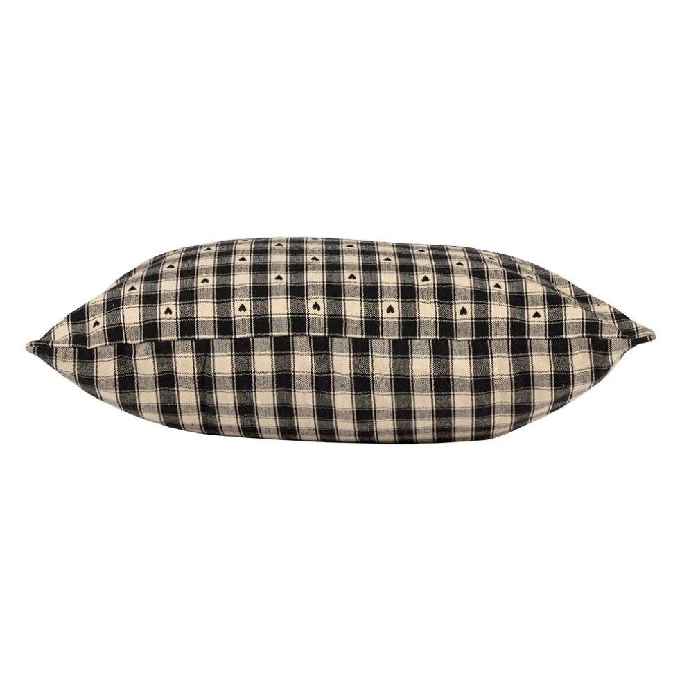 Coussin en coton vichy noir 45x45cm - Campagne