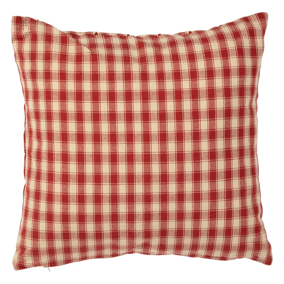 Coussin en coton vichy rouge 45x45cm - Campagne