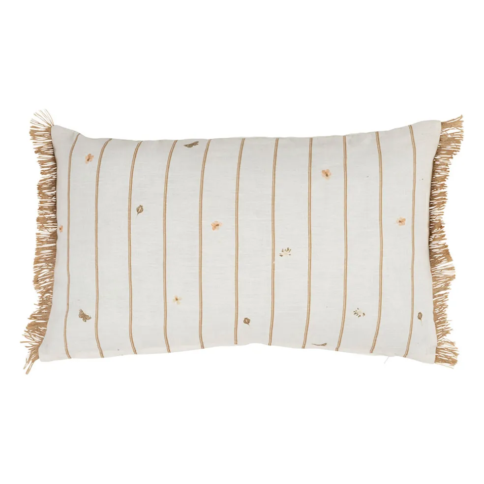 Coussin en lin beige et blanc 30x50cm - Louise