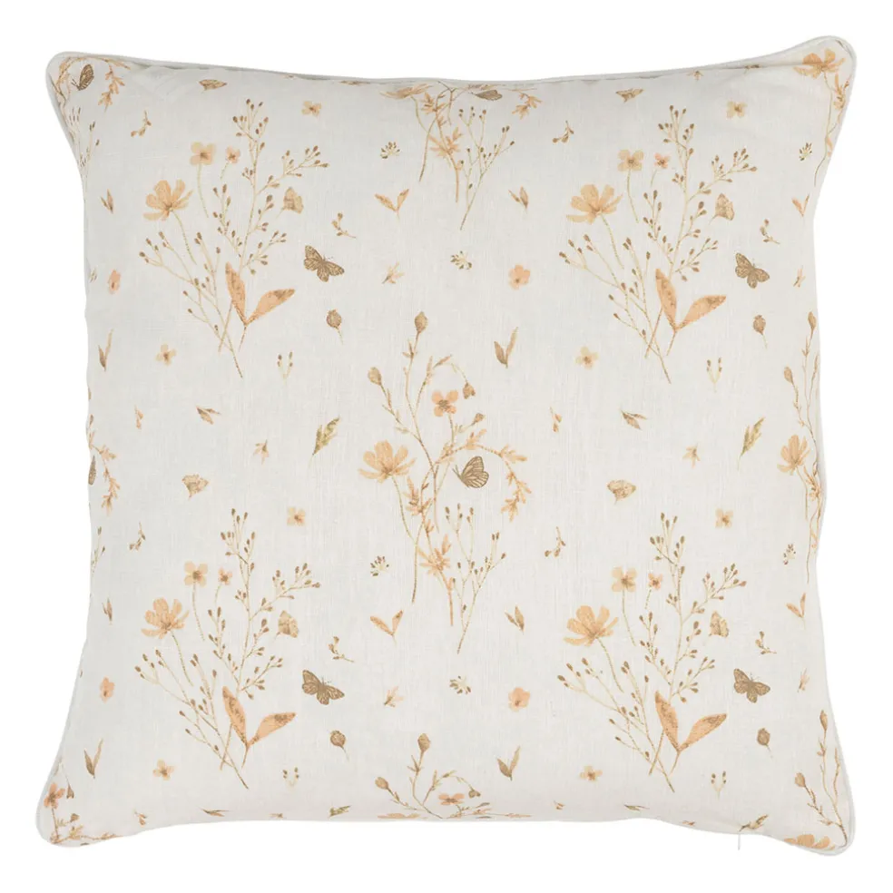 Coussin en lin fleur des champs rose et blanc 45x45cm - Louise