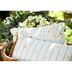 Coussin en lin fleur des champs rose et blanc 45x45cm - Louise