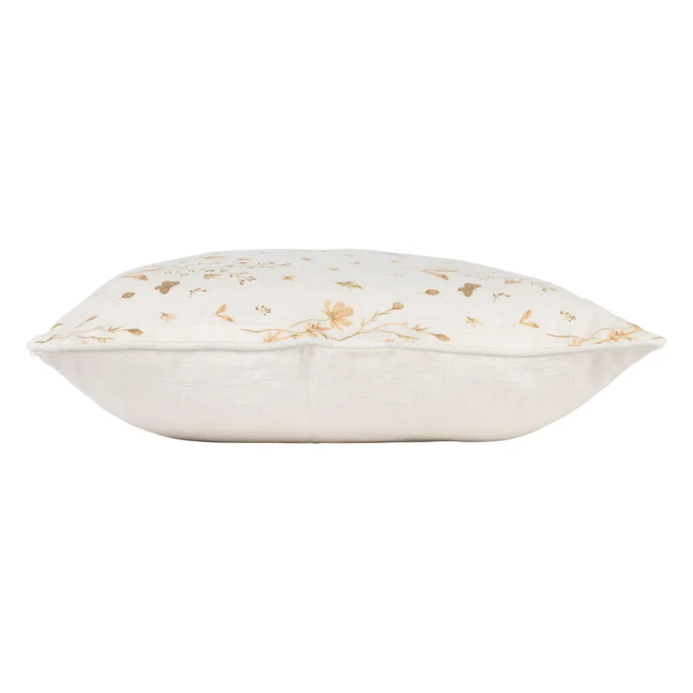 Coussin en lin fleur des champs rose et blanc 45x45cm - Louise