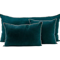 Coussin en lin lavé bleu de prusse 45x45cm - Chennai