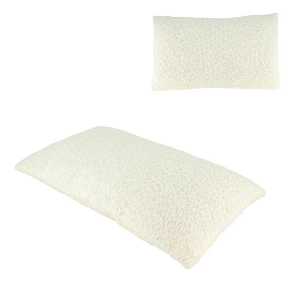 Coussin en tissu bouclette blanc cassé 50x30cm