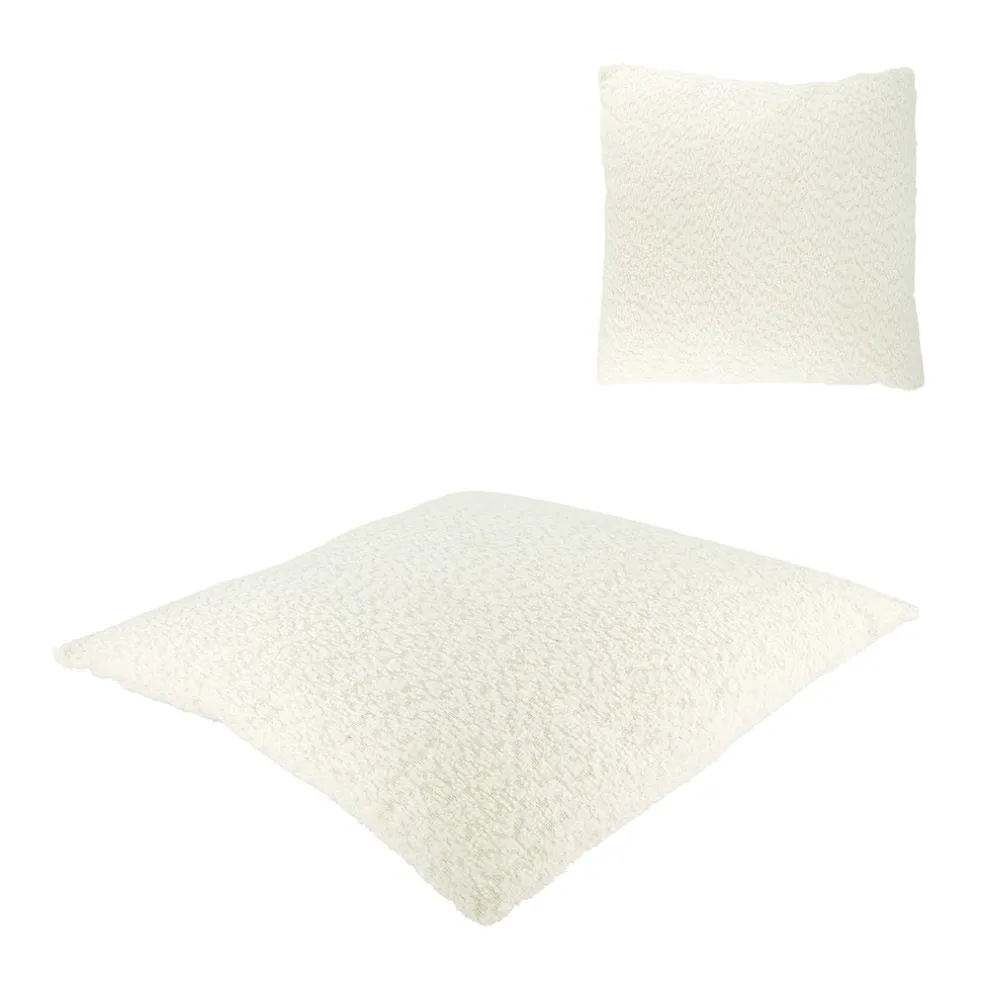 Coussin en tissu bouclette blanc cassé 45x45cm