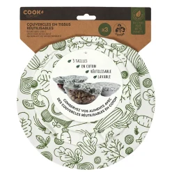 Couvercle en tissu reutilisable x3