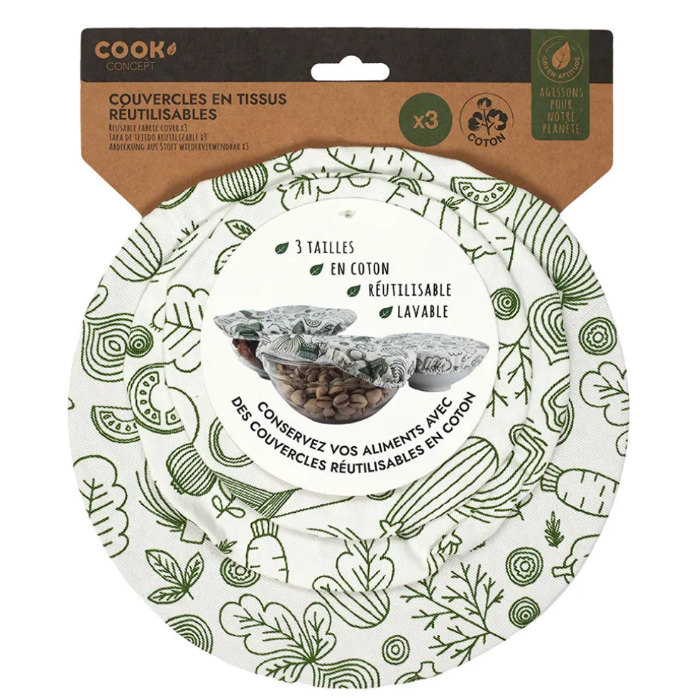 Couvercle en tissu reutilisable x3