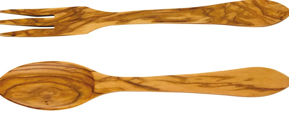 Couverts à salade tulipe en olivier