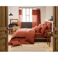 Couvre lit en gaze de coton terracotta 90x200cm - Gaia
