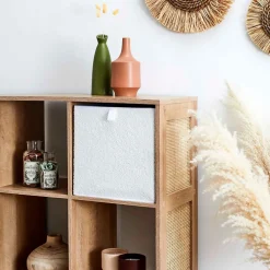 Cube de rangement pliable bouclette beige 30xh30cm