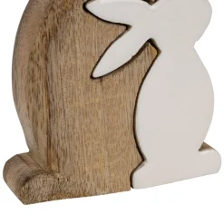 Déco duo lapin en manguier naturel et blanc - Floreal