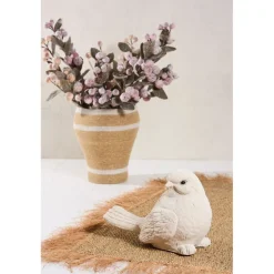 Déco moineau en fibre écru