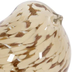 Déco moineau en verre et fer beige et doré - Serin