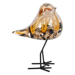 Déco moineau en verre et fer brun - Serin