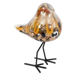 Déco moineau en verre et fer brun - Serin