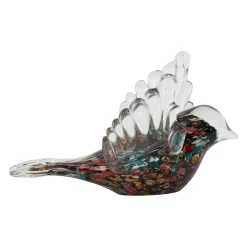 Déco moineau en verre multicolore - Serin