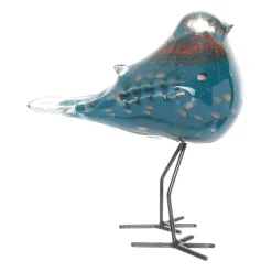 Déco Moineau Serin blanc et bleu 13X8H15cm