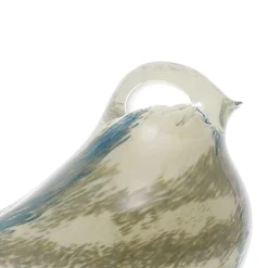 Déco moineau serin ivoire et bleu en verre